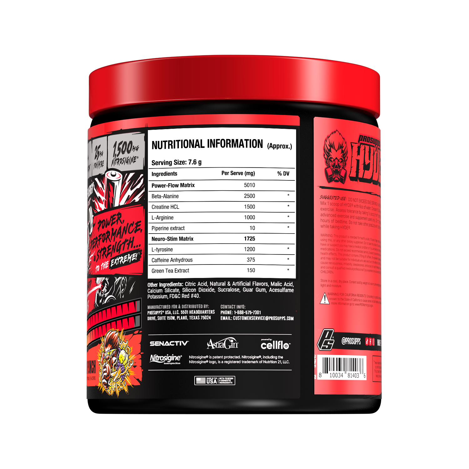 Iron asylum official importer of prosupps hyde pre workout OG side view of the product