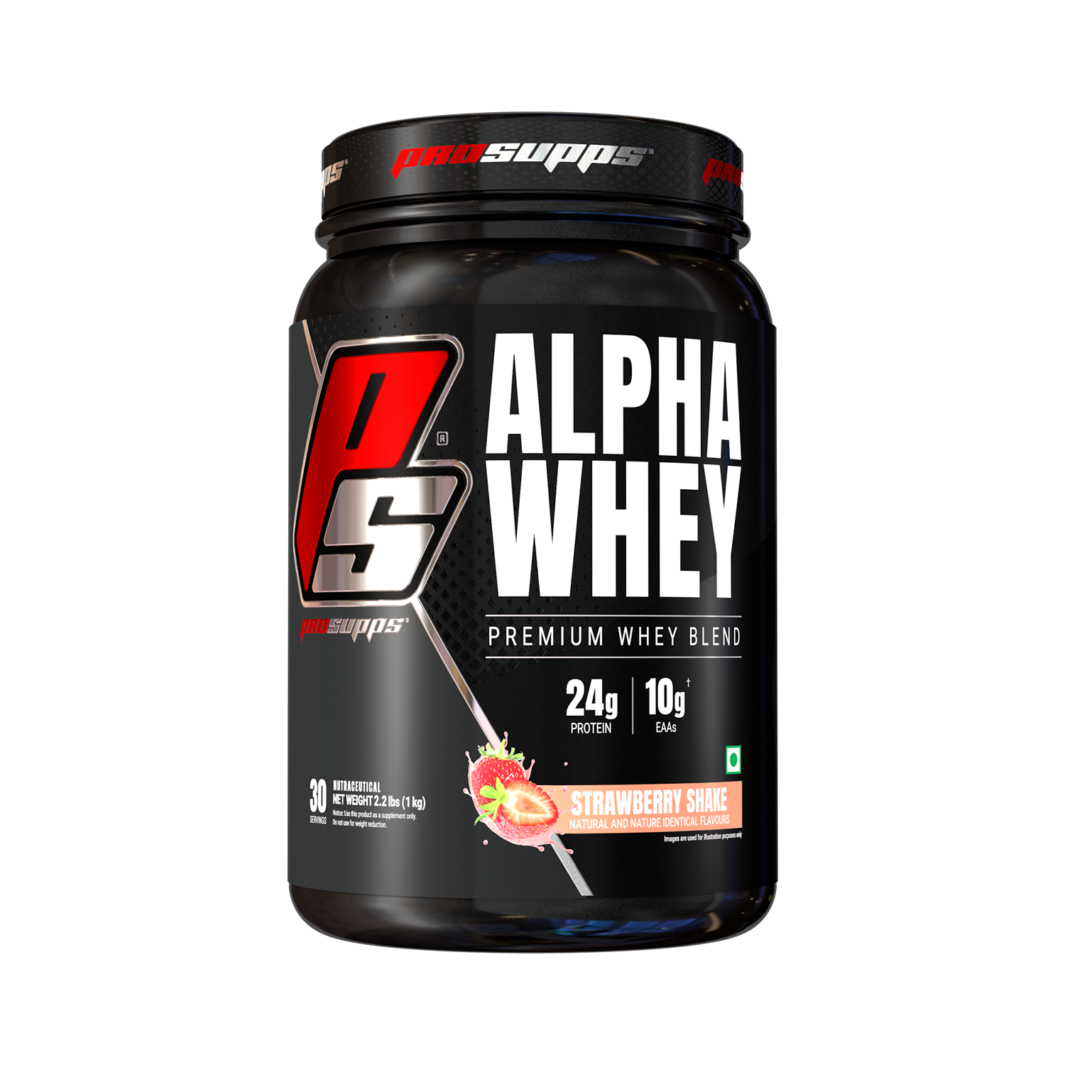 Iron asylum official importer of prosupps alpha whey 1kg strawberry shake flavour