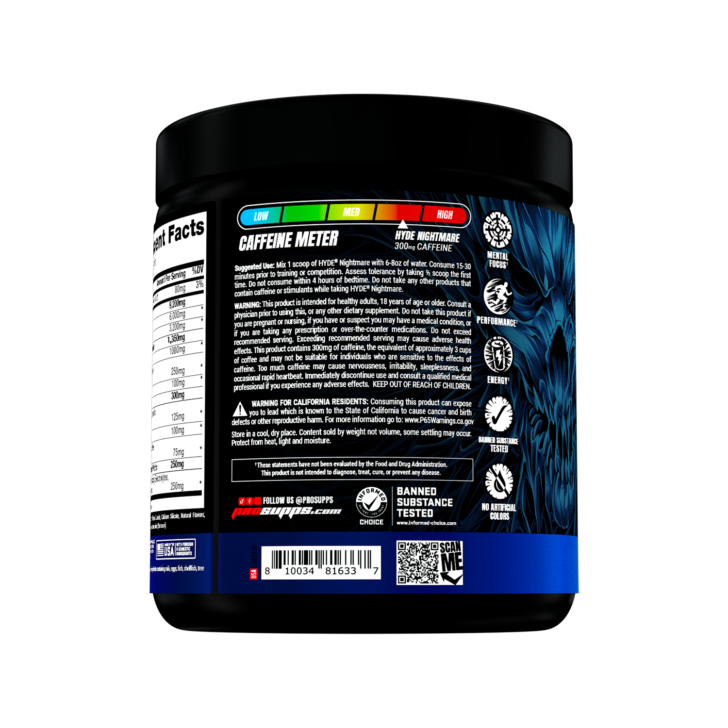 Iron asylum official importer of prosupps hyde pre workout nightmare back view of the product